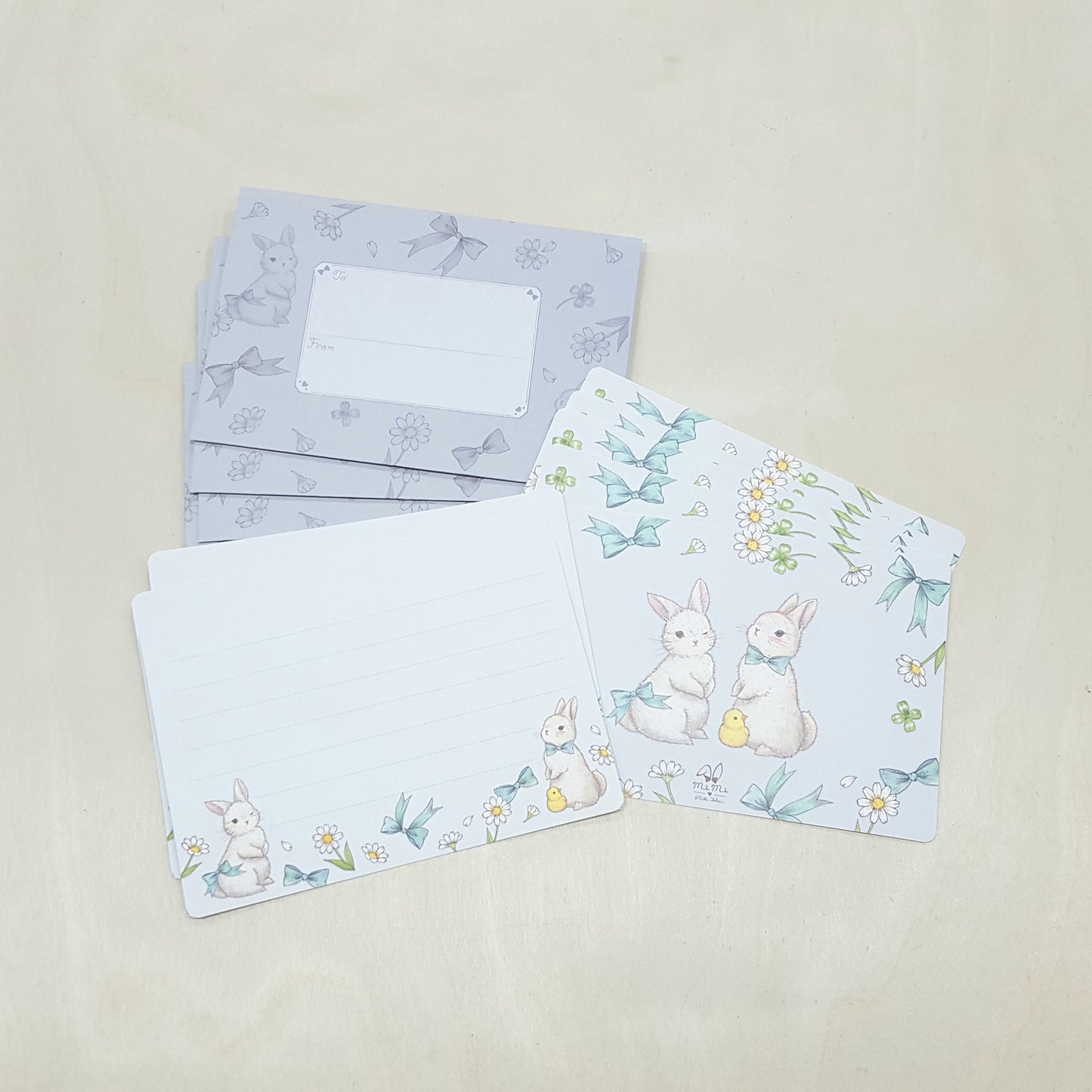 兔兔圖案迷你信紙 (連信封)