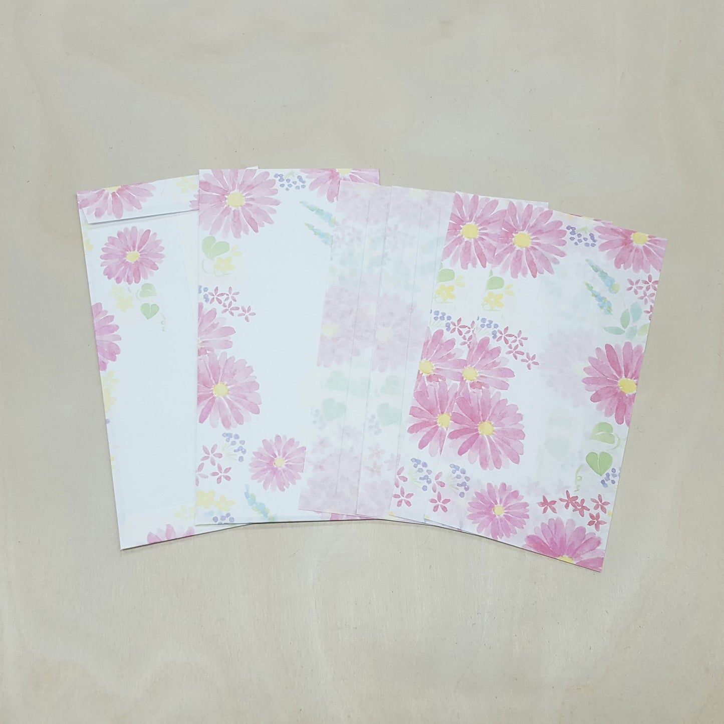 美濃和紙信紙信封_粉紅花