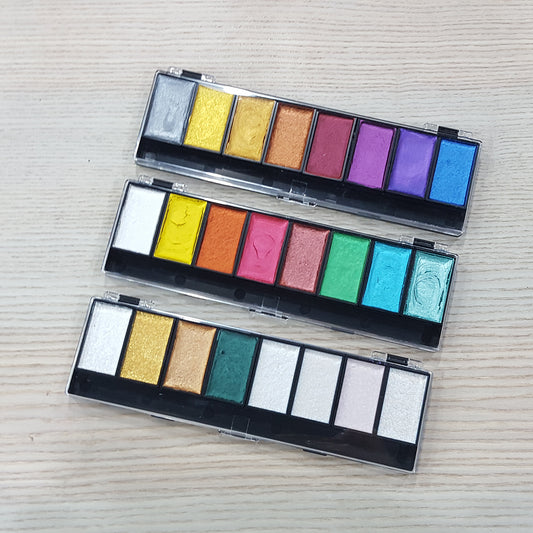 UMAE奧馬8色專業珠光色餅裝水彩