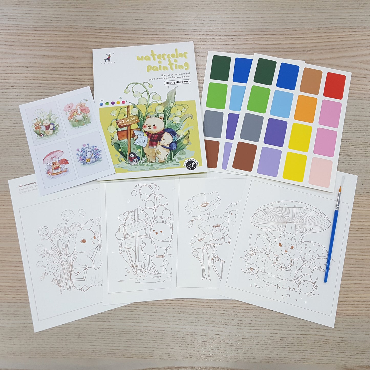 A5水彩填色套裝( 4款圖案)