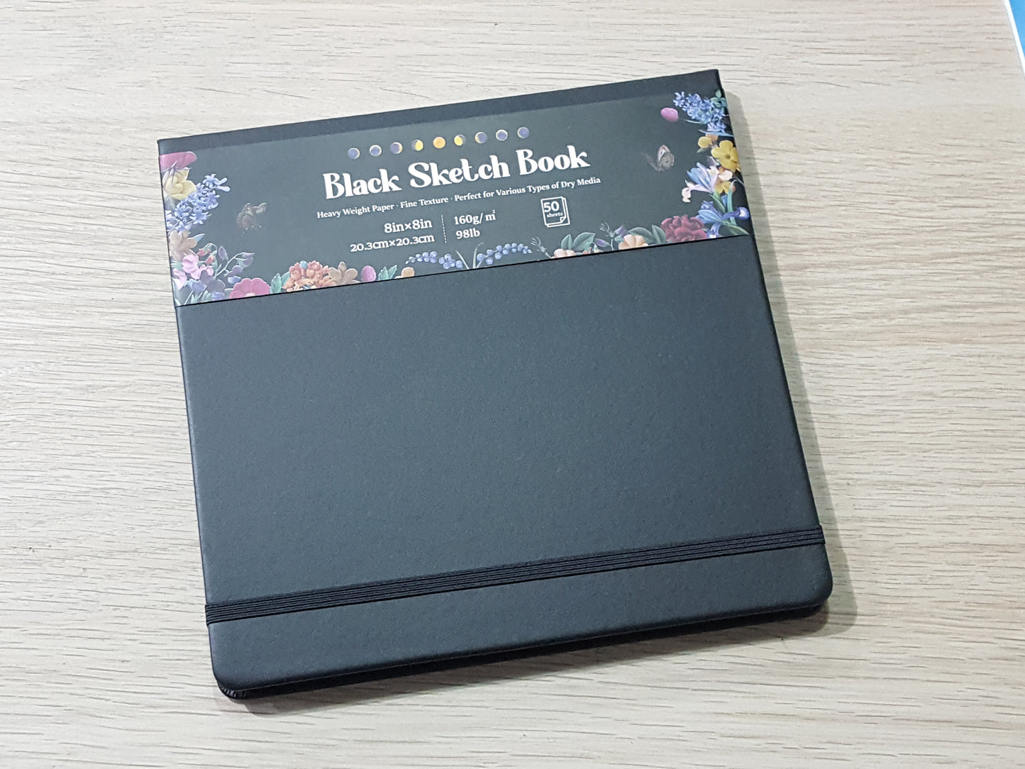 Black Sketch Book_8x8in_160gsm(20.3x20.3cm)
