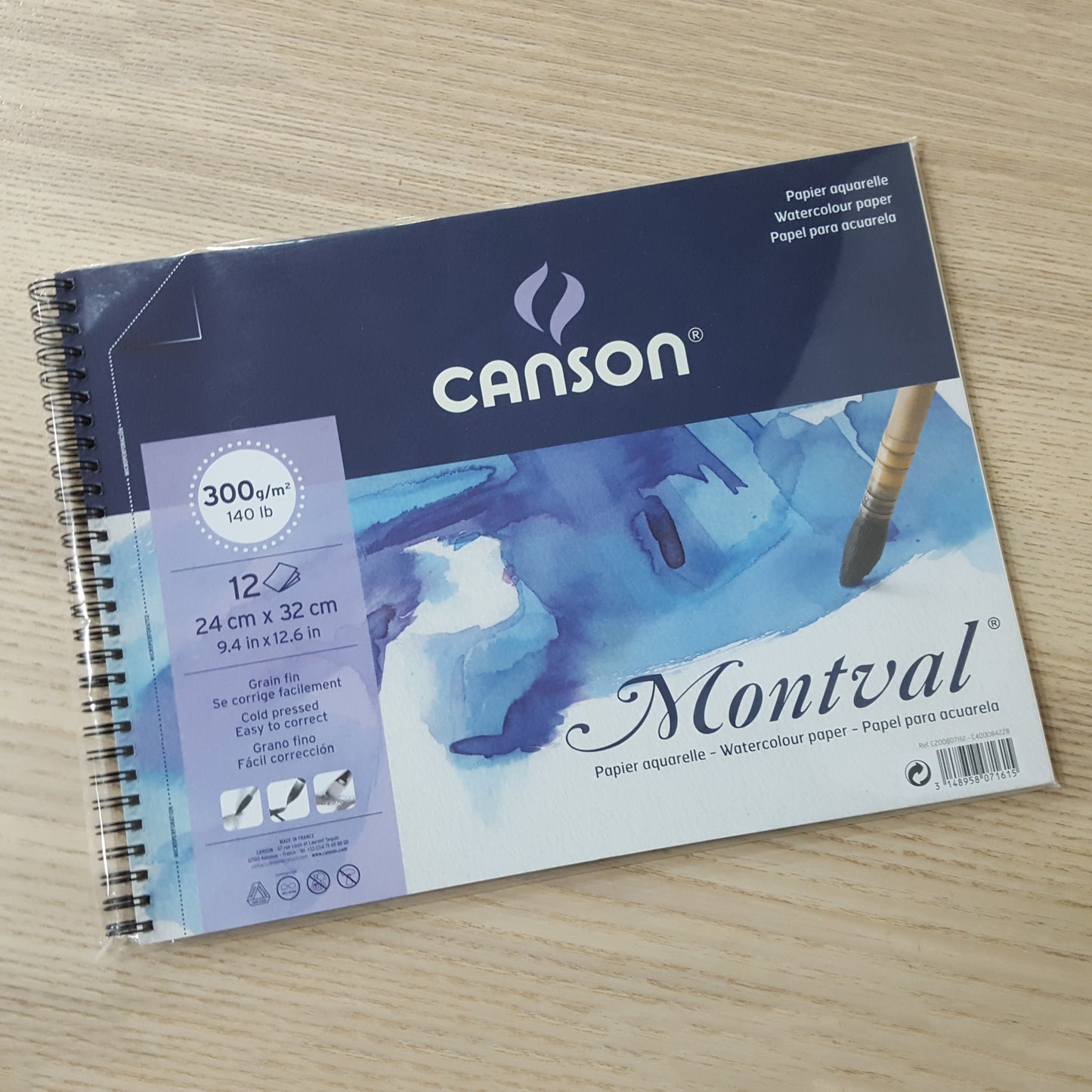 Canson 中紋 12張300g線圈可撕水彩畫簿