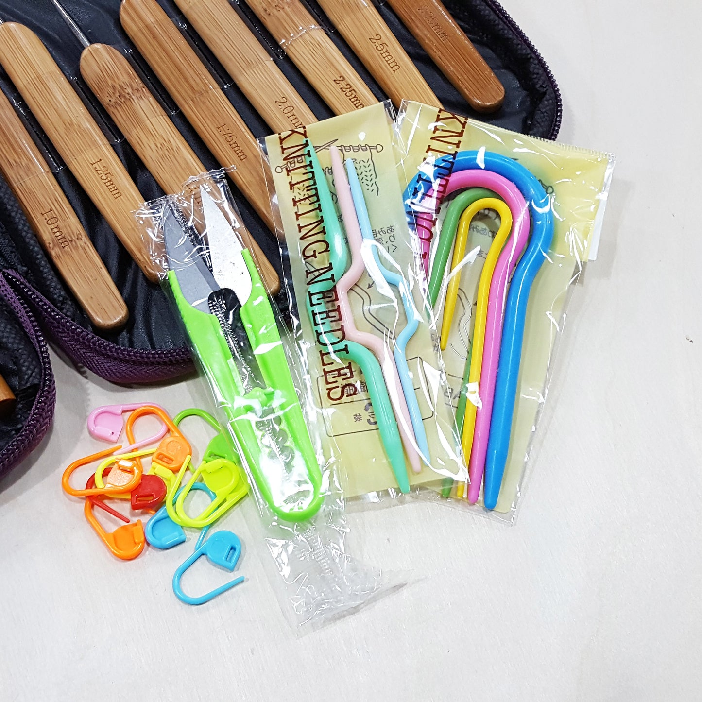 DIY 編織竹鉤針20支裝連編織工具套裝