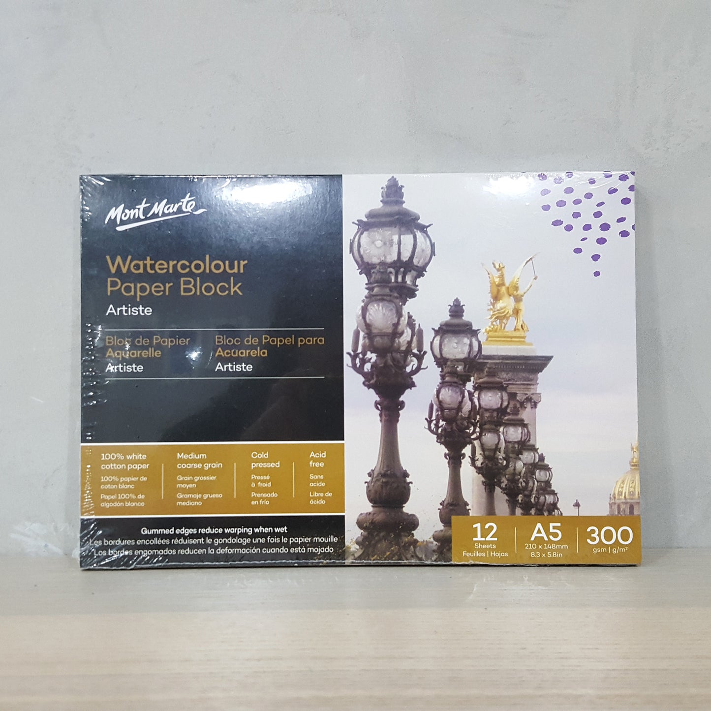 Mont Marte 棉漿水彩本300g, 100% White Cotton, 12sheets
