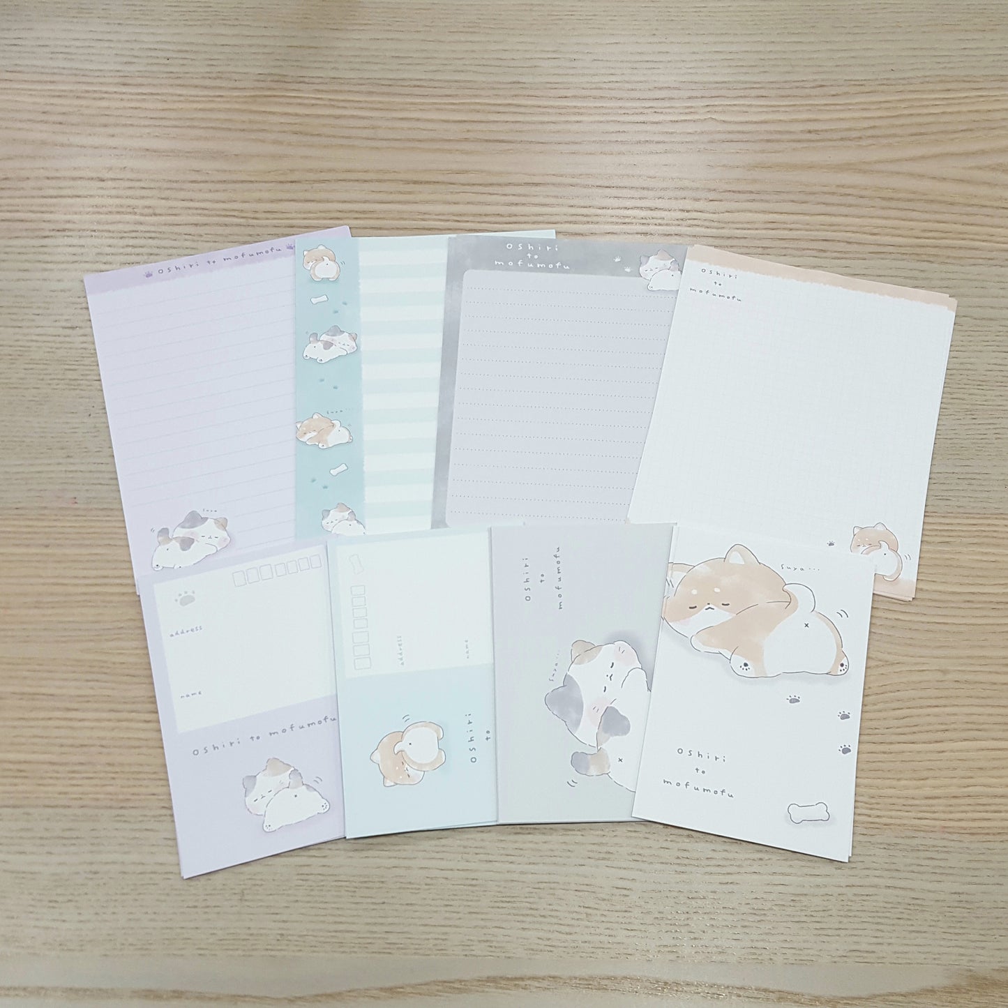 Oshiri to mofumofu 貓柴犬信紙信封 (4款設計)