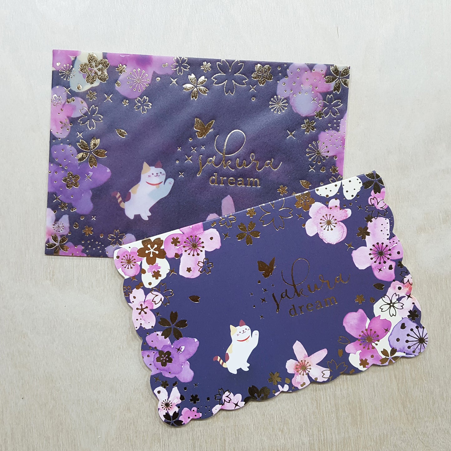 Sakura Dream燙金貓卡 (連信封) 95x140mm