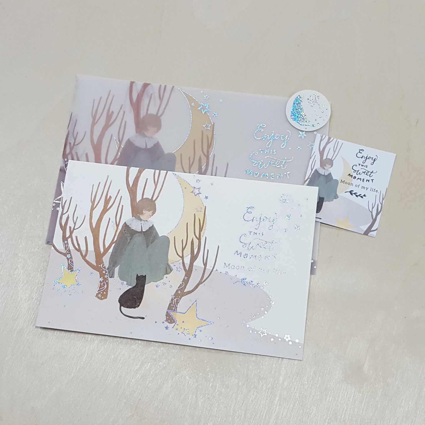 Sweet Moment女孩與貓 (連信封) 95x140mm