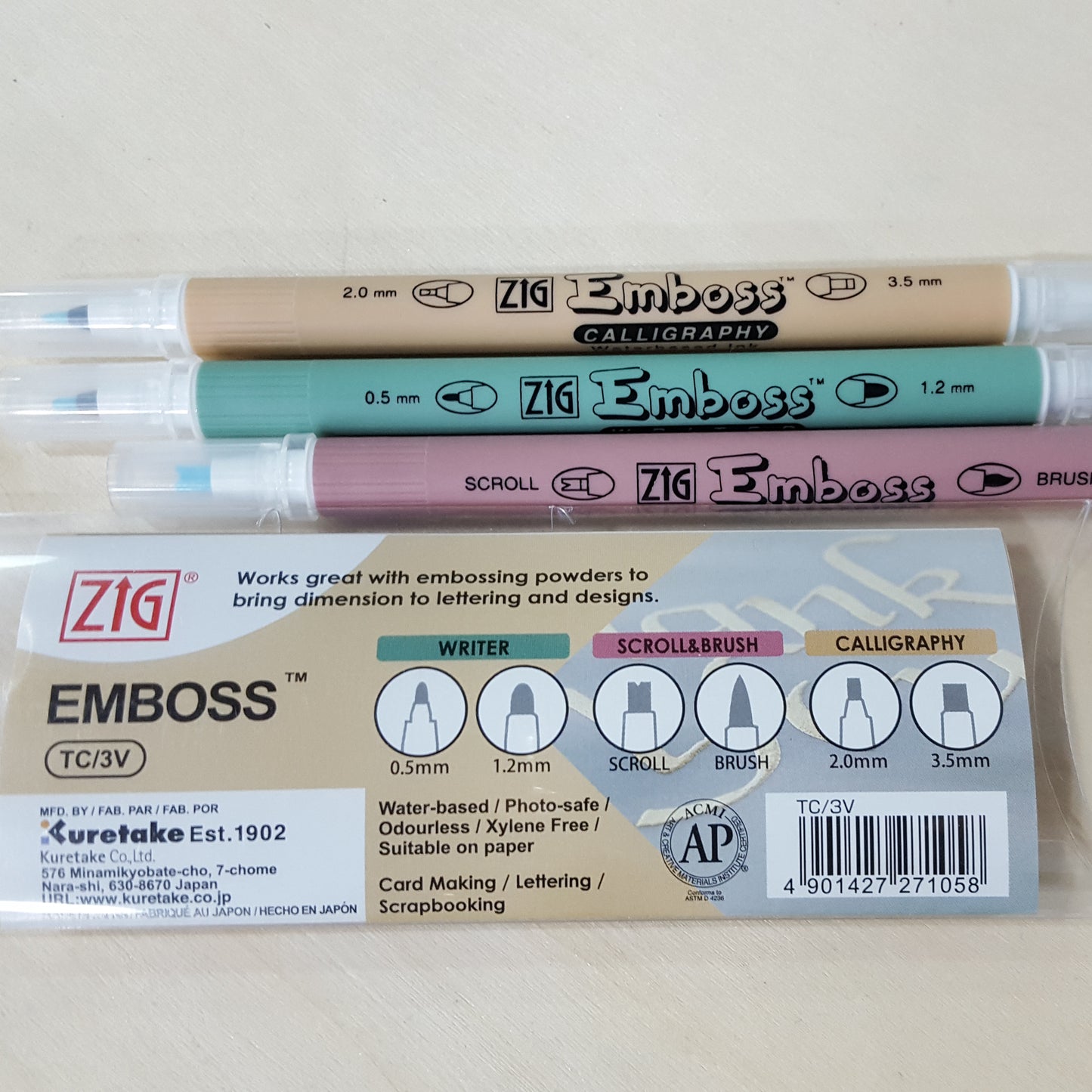 ZIG Emboss Assortment Set 3pc