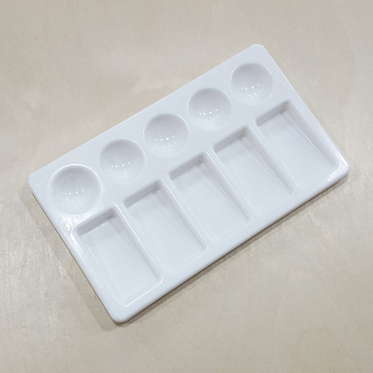長方形白色便攜10格水彩調色盤(5方5圓)