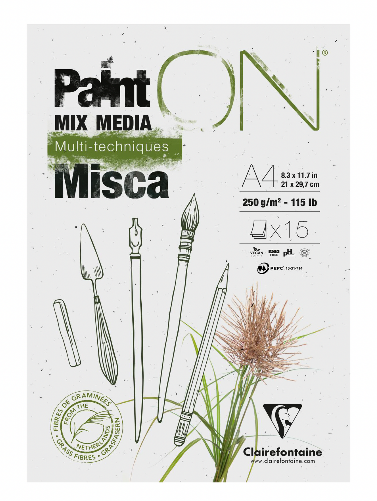 Clairefontaine 250g混合媒介畫簿(Misca_Grass Fibres)_A4_15sheets