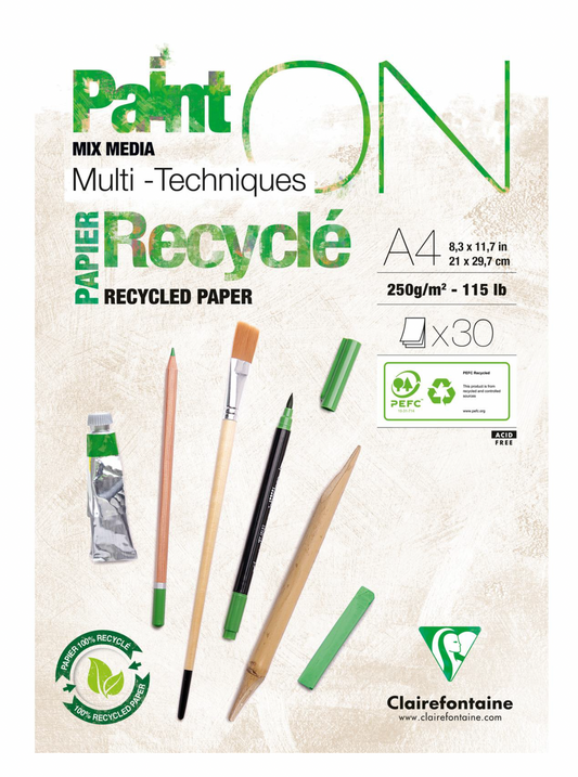 Clairefontaine 250g 混合媒介畫簿(White Recycled)_A4_30sheets