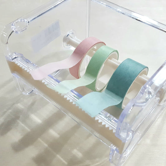 透明CUT膠帶收納盒-米白色