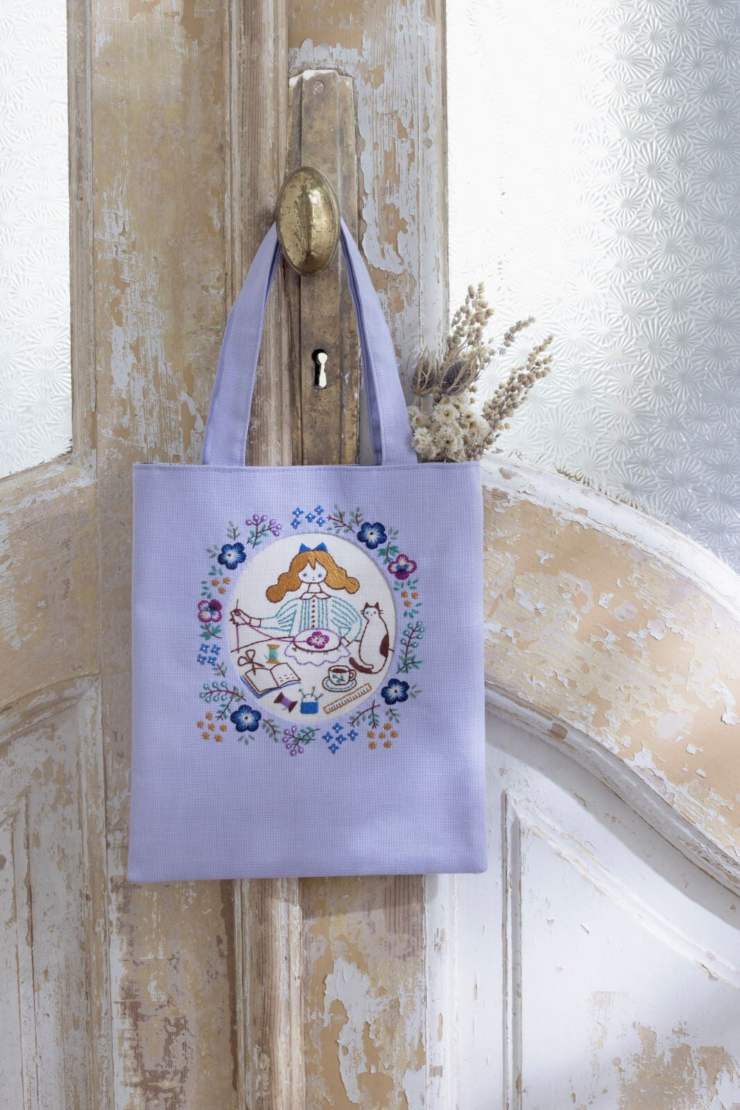 Embroidery Kit - My story with floral_Mini Tote Bag