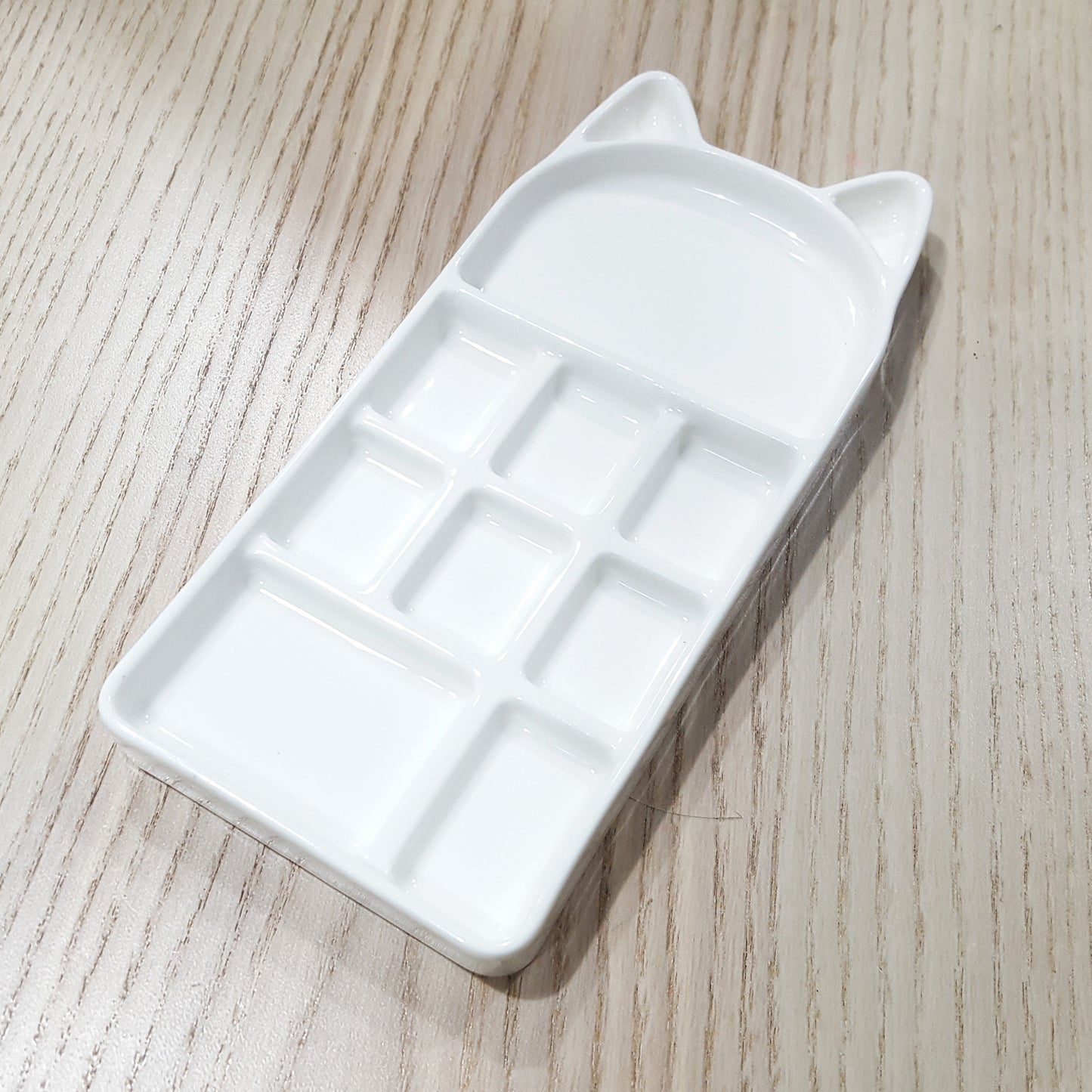 仿陶瓷瘦貓咪9格水彩調色碟