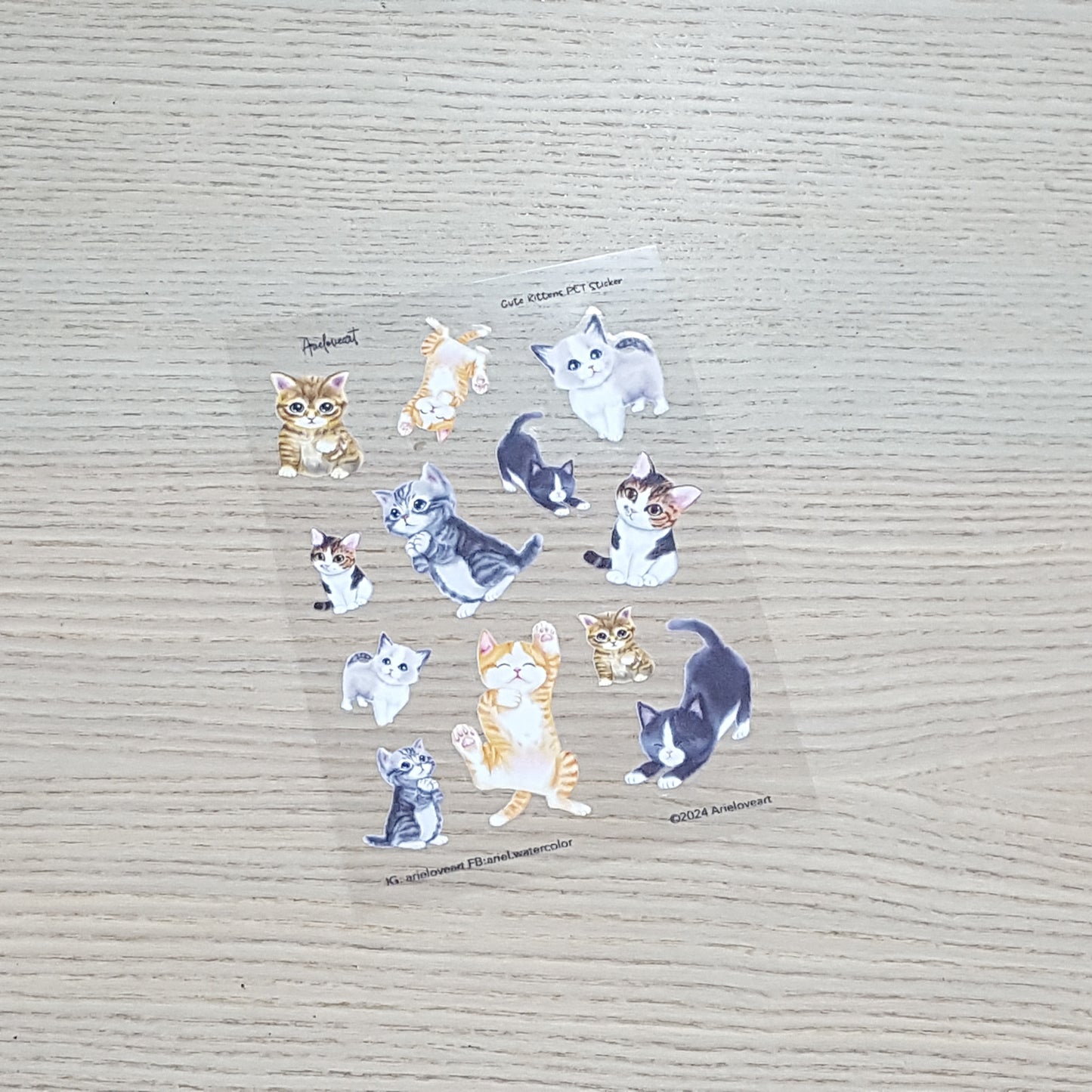 Ariel自家設計Kittens透明防水貼紙