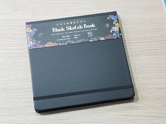 Black Sketch Book_8x8in_160gsm(20.3x20.3cm)