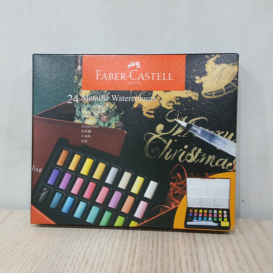Faber Castell 24 Solid Watercolours Metallic Set