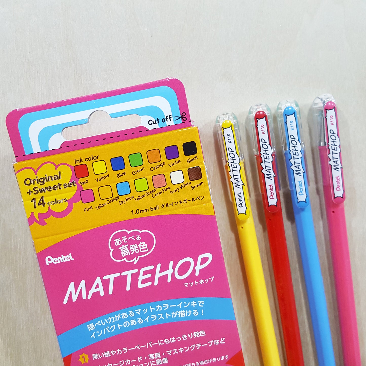 Pentel Mattehop Gel Roller Pen Set 1.0mm