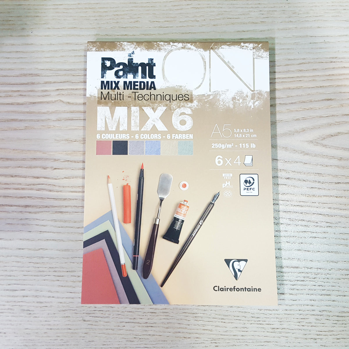 Clairefontaine 250g 混合媒介畫簿(Mixed 6色)_A5_24sheets