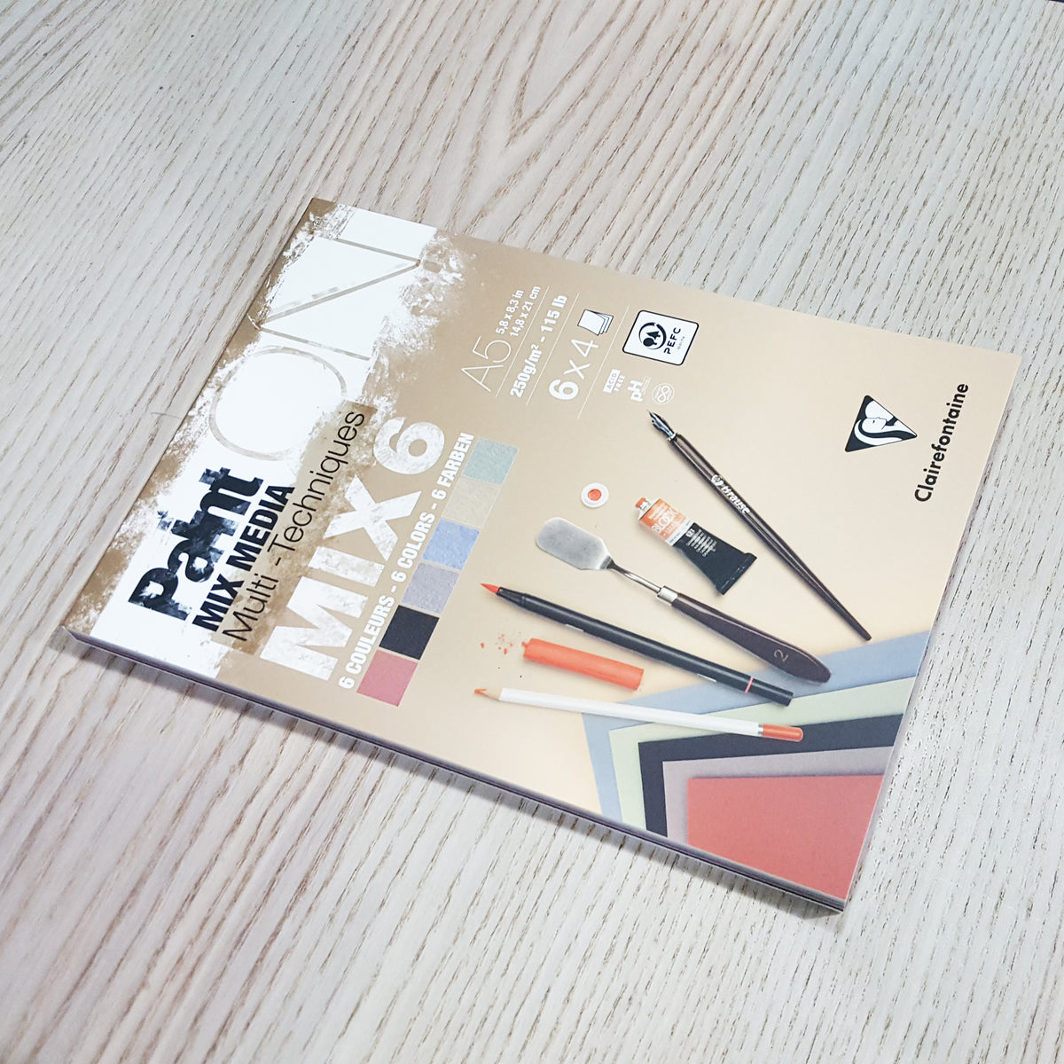 Clairefontaine 250g 混合媒介畫簿(Mixed 6色)_A5_24sheets
